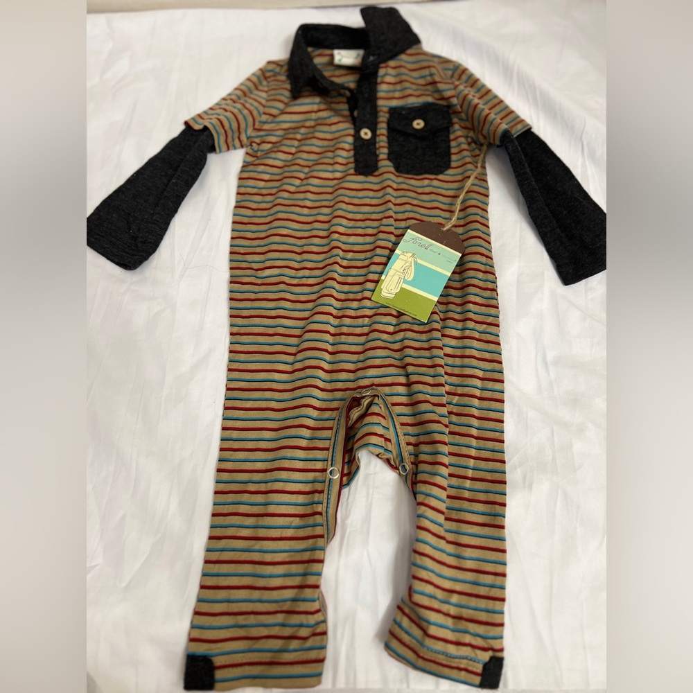 Charming Striped Kids Bodysuit with gray Details